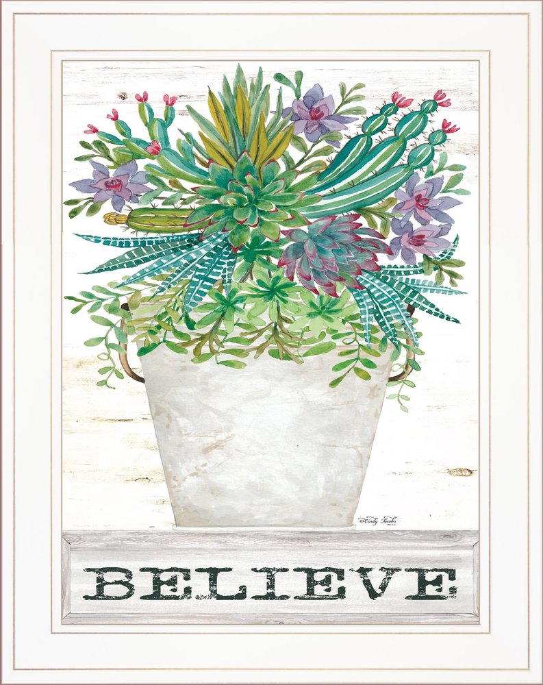 Believe Succulents 1 Black Framed Print Wall Art — view 6