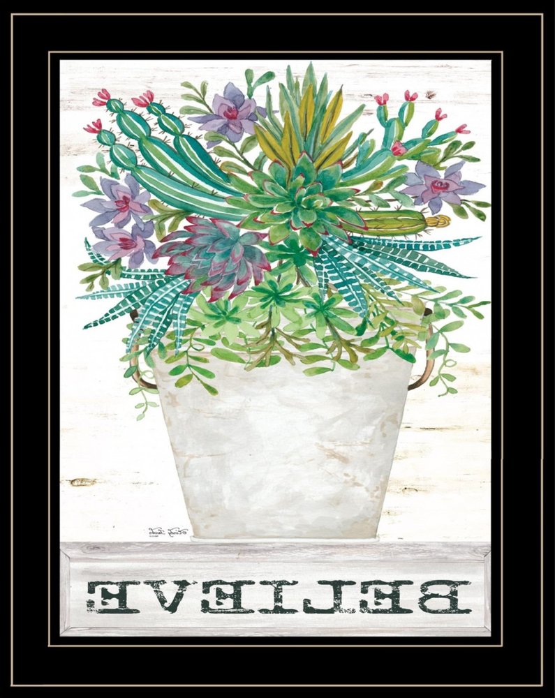 Believe Succulents 3 Black Framed Print Wall Art — view 11