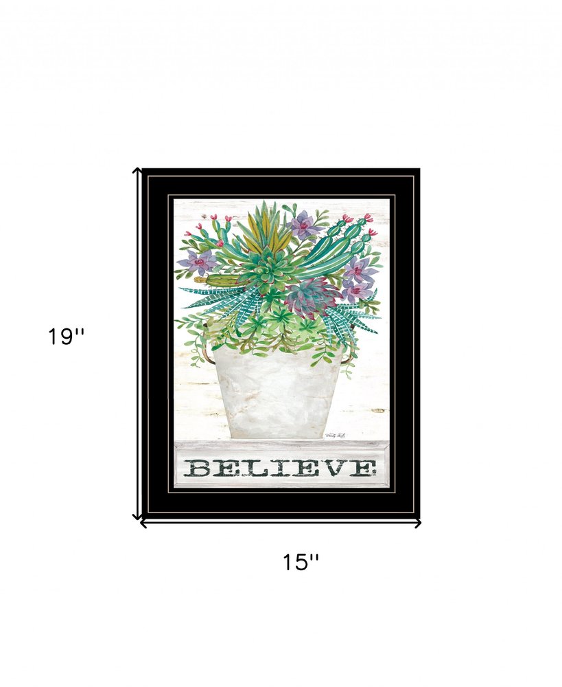 Believe Succulents 3 Black Framed Print Wall Art — view 4