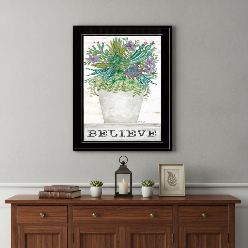 Believe Succulents 3 Black Framed Print Wall Art HomeRoots