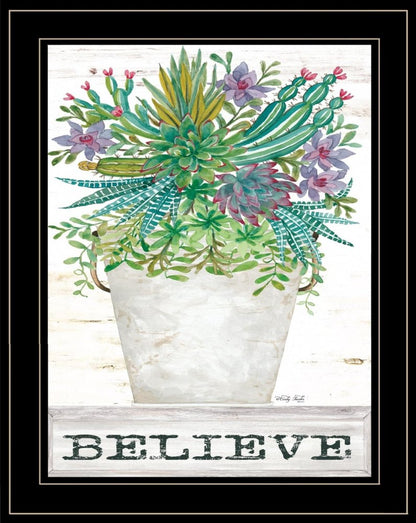 Believe Succulents 3 Black Framed Print Wall Art HomeRoots