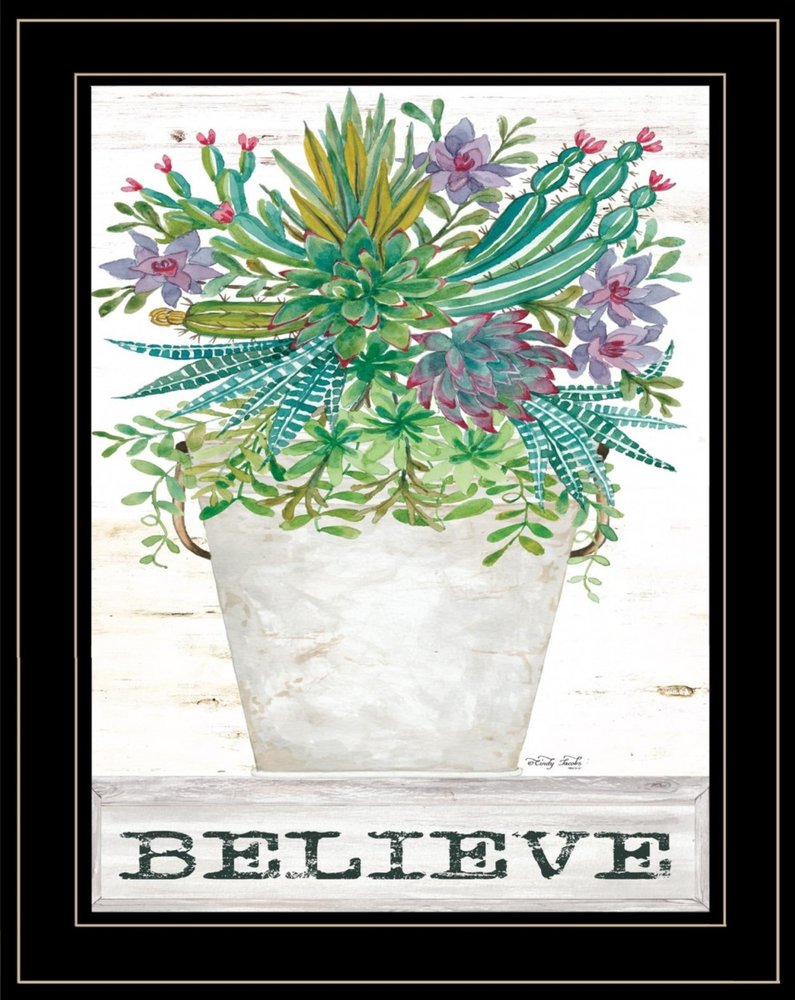 Believe Succulents 3 Black Framed Print Wall Art HomeRoots