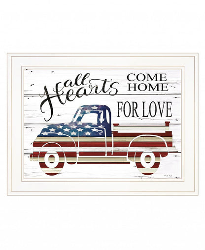 All Hearts Come Home for Love Truck 2 White Framed Print Wall Art HomeRoots