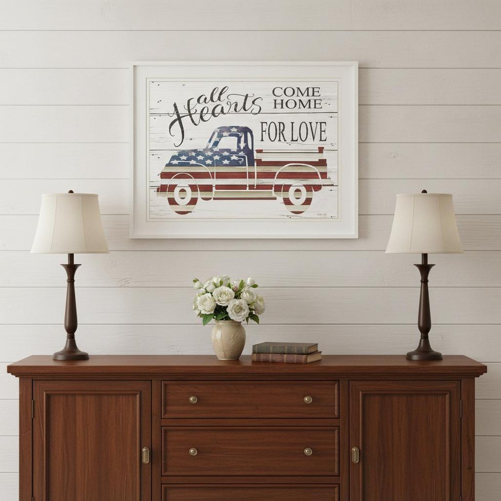All Hearts Come Home for Love Truck 2 White Framed Print Wall Art HomeRoots