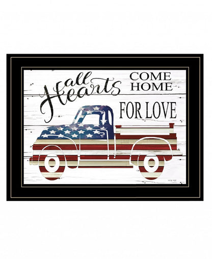 All Hearts Come Home for Love Truck 3 Black Framed Print Wall Art HomeRoots
