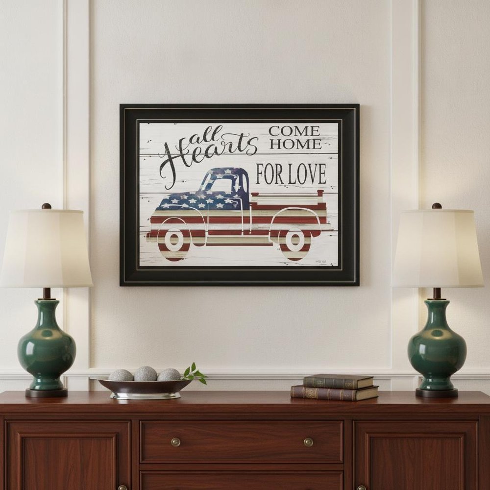 All Hearts Come Home for Love Truck 3 Black Framed Print Wall Art HomeRoots