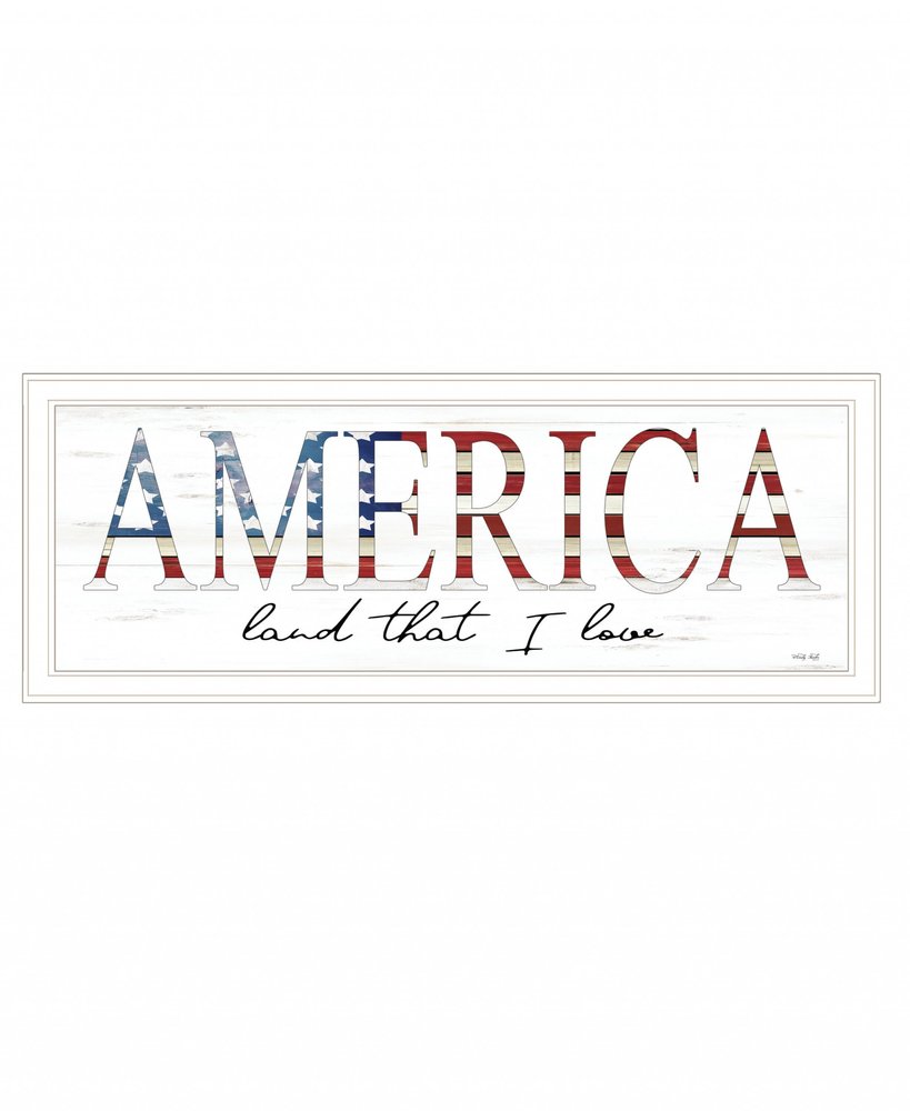 America Land that I Love Flag Print White Framed Print Wall Art — view 1