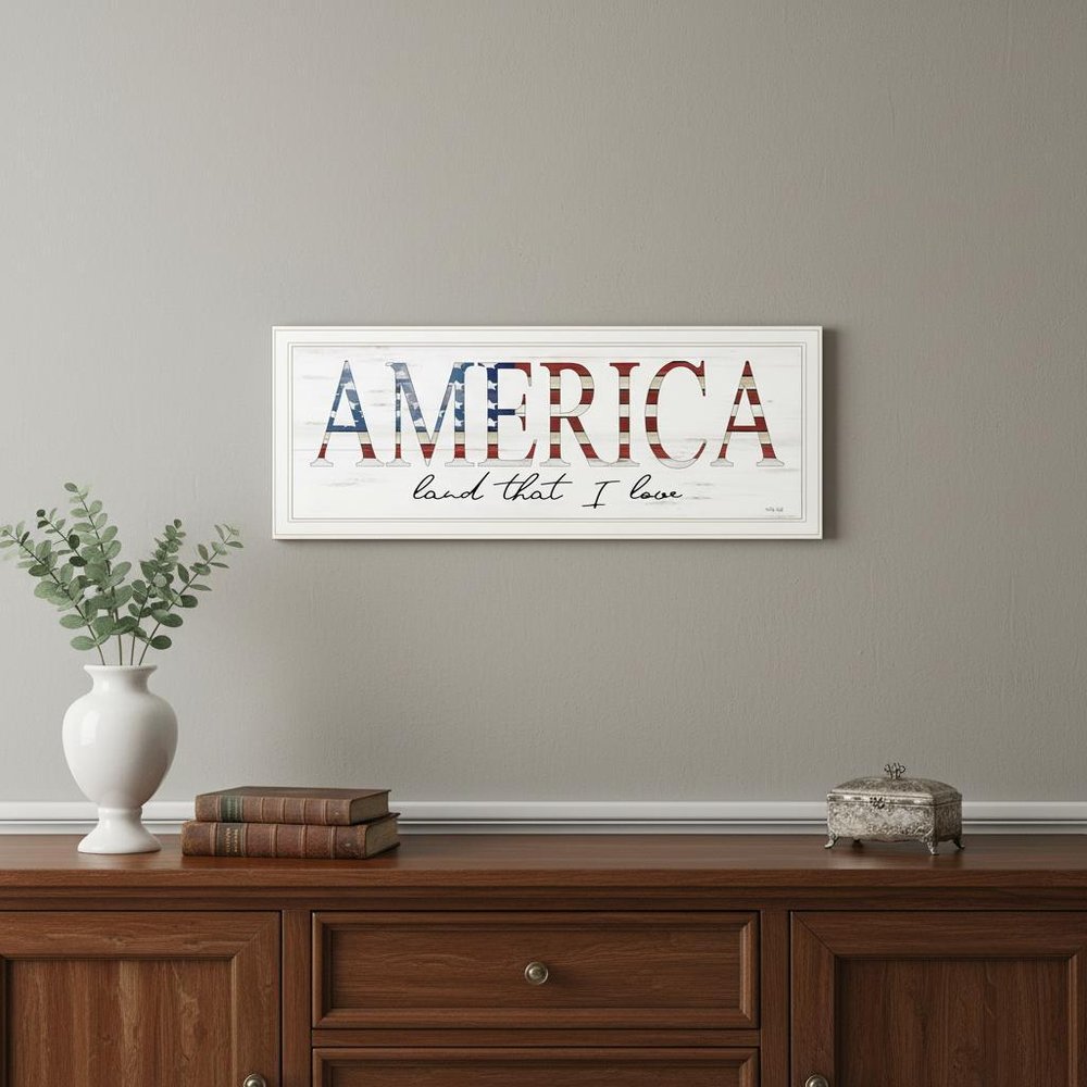 America Land that I Love Flag Print White Framed Print Wall Art HomeRoots