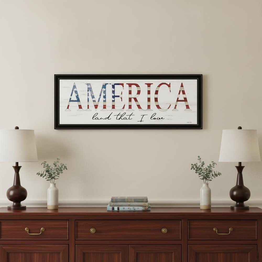 America Land that I Love 2 Black Framed Print Wall Art — view 1