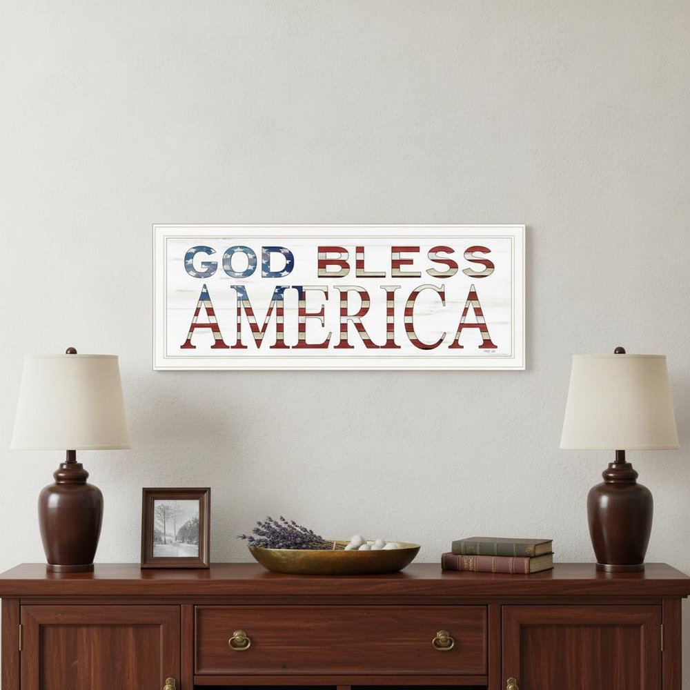 God Bless America 5 White Framed Print Wall Art HomeRoots