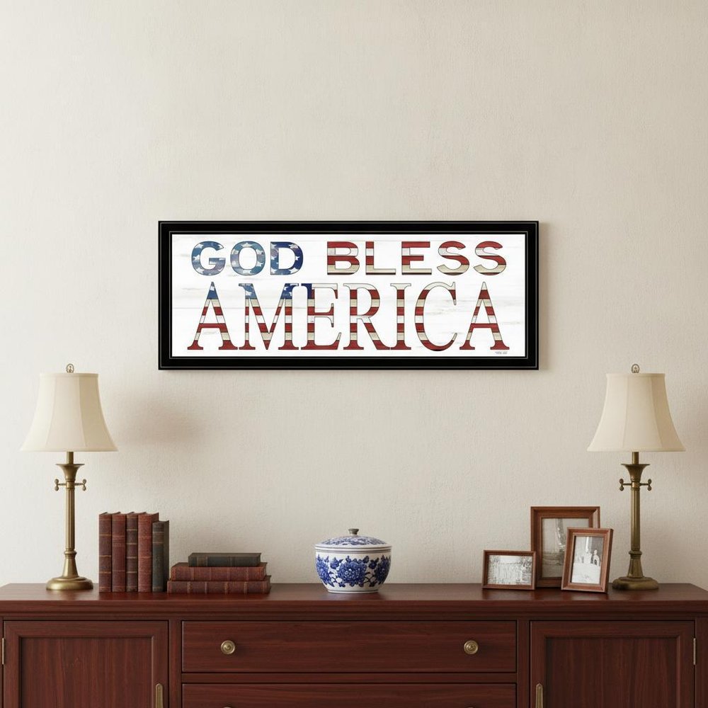 God Bless America 7 Black Framed Print Wall Art HomeRoots