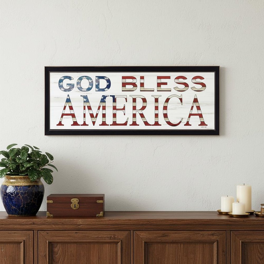 God Bless America 7 Black Framed Print Wall Art HomeRoots