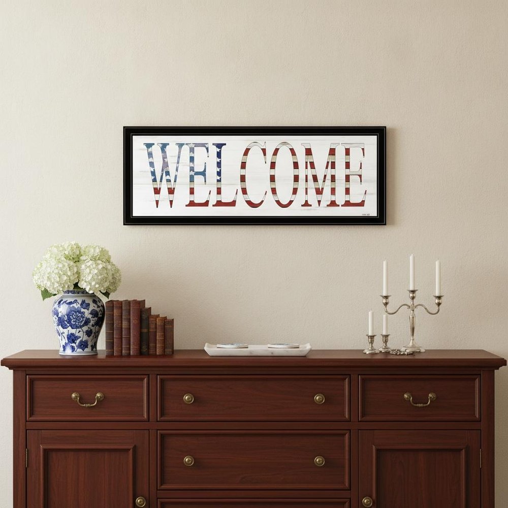 Patriotic Welcome 2 Black Framed Print Wall Art — view 1