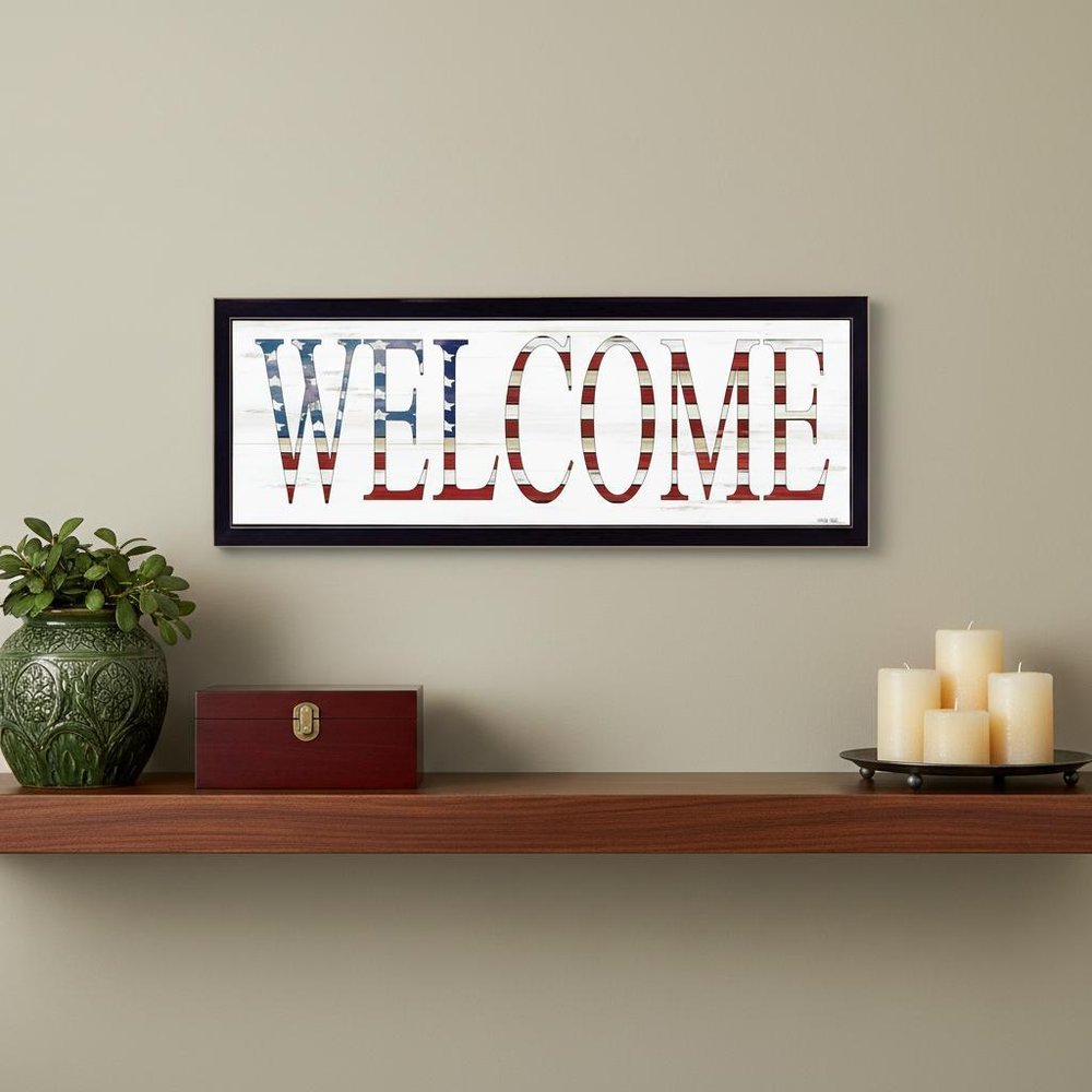 Patriotic Welcome 2 Black Framed Print Wall Art HomeRoots