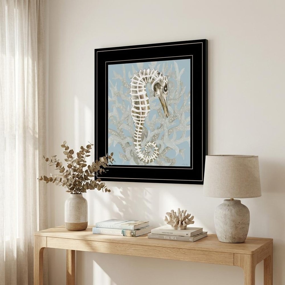 Coral Seahorse I 3 Black Framed Print Wall Art HomeRoots