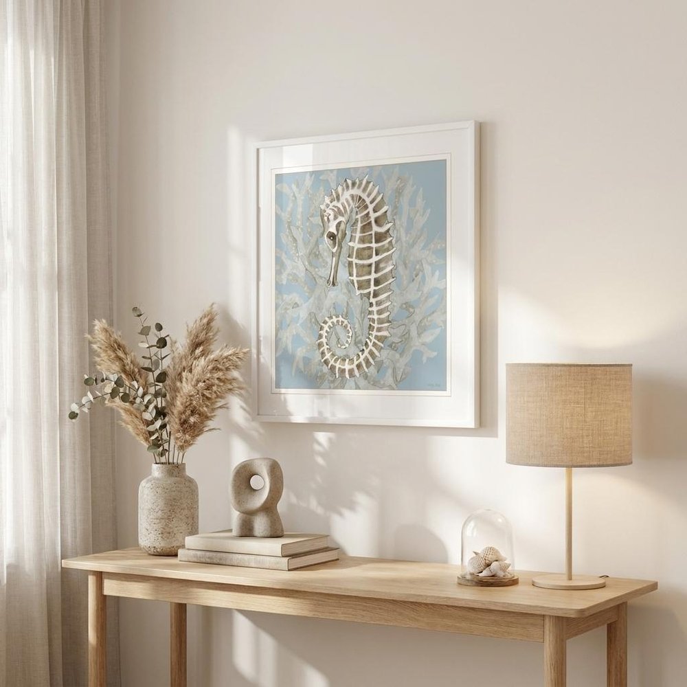 Coral Seahorse II 2 White Framed Print Wall Art HomeRoots