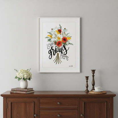 Love Grows Here 2 White Framed Print Wall Art HomeRoots