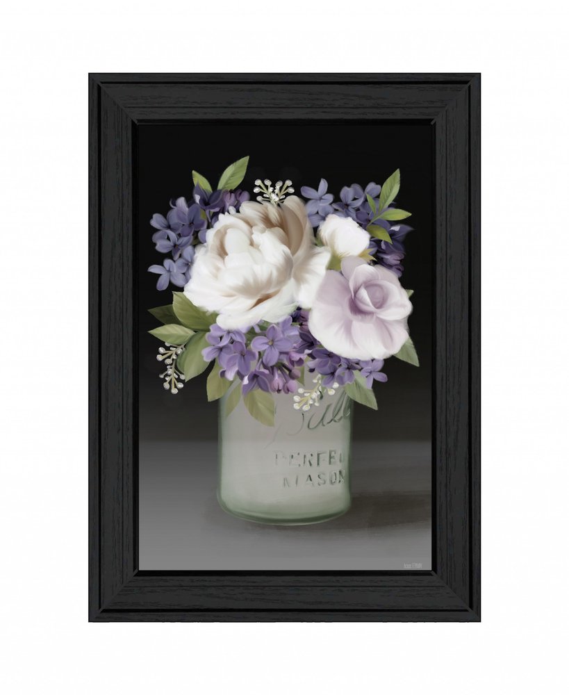 Lilac Mason Jar Floral 3 Black Framed Wall Art HomeRoots