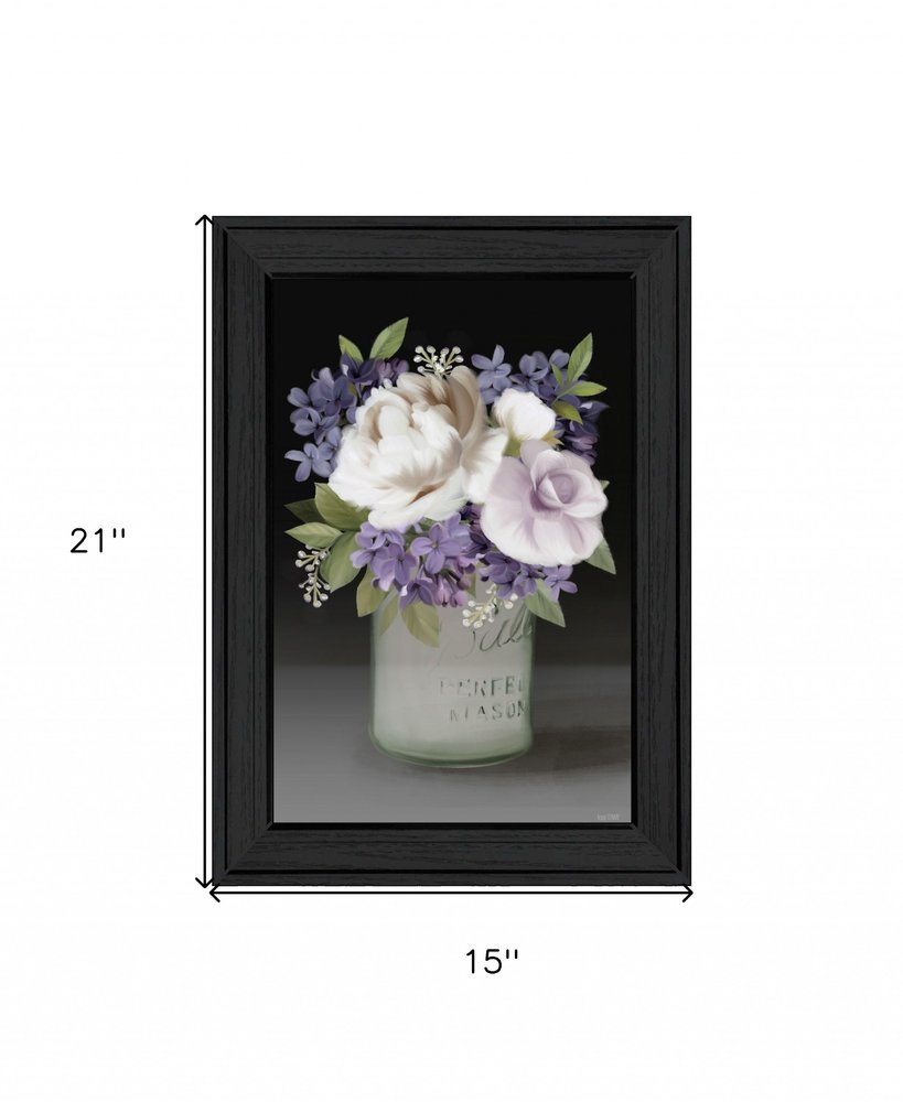 Lilac Mason Jar Floral 3 Black Framed Wall Art HomeRoots