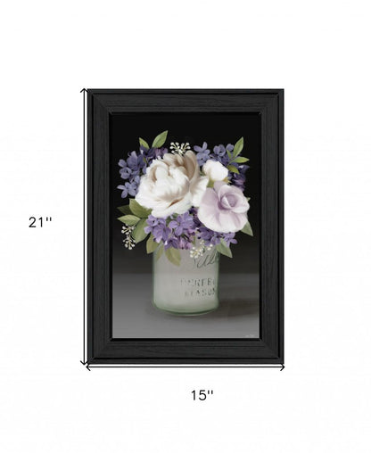 Lilac Mason Jar Floral 3 Black Framed Wall Art HomeRoots
