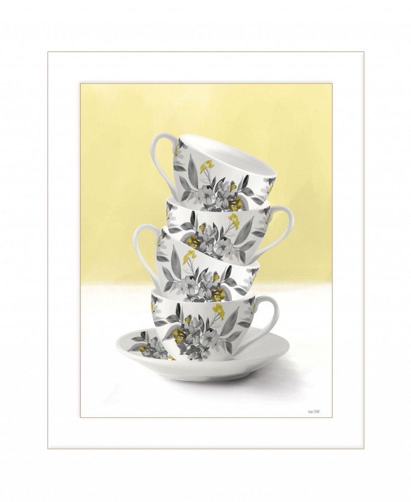 Time for Tea Yellow 1 White Framed Print Wall Art HomeRoots