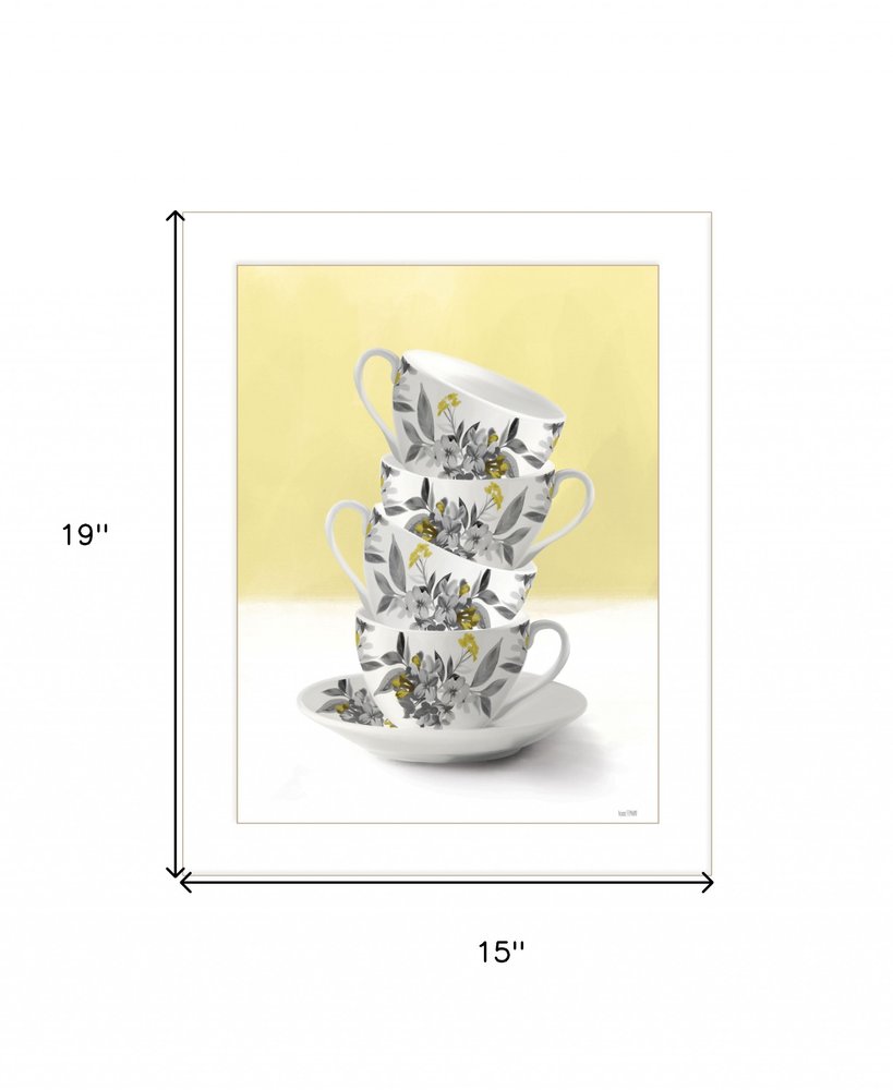 Time for Tea Yellow 1 White Framed Print Wall Art — view 4