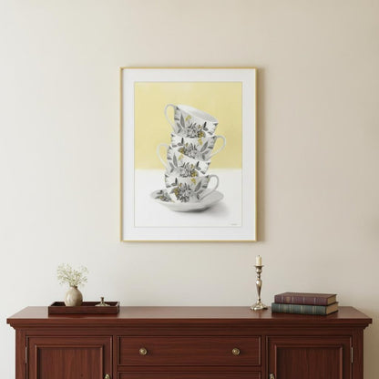 Time for Tea Yellow 1 White Framed Print Wall Art HomeRoots