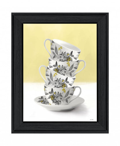 Time for Tea Yellow 2 Black Framed Print Wall Art HomeRoots