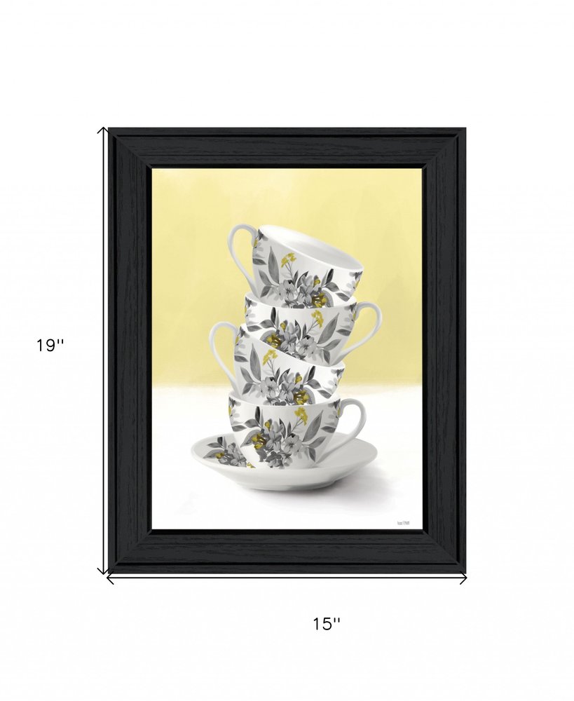 Time for Tea Yellow 2 Black Framed Print Wall Art HomeRoots