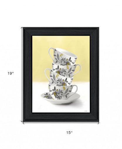 Time for Tea Yellow 2 Black Framed Print Wall Art HomeRoots