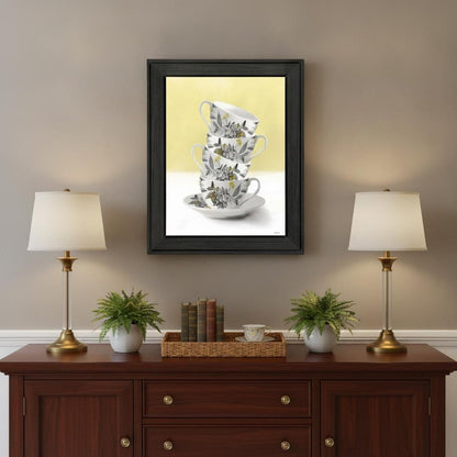 Time for Tea Yellow 2 Black Framed Print Wall Art HomeRoots