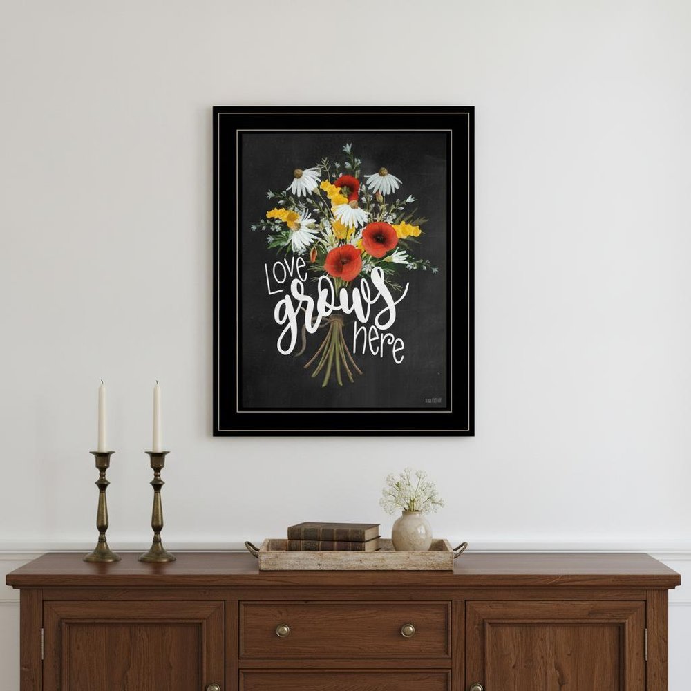 Love Grows Here 7 Black Framed Print Wall Art — view 1