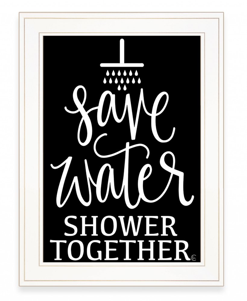 Shower Together 1 White Framed Print Wall Art — view 2