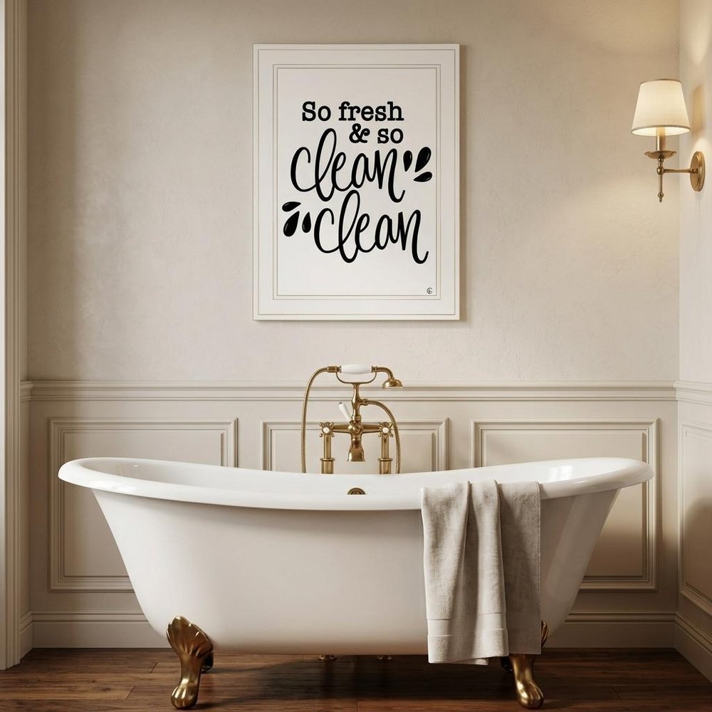 So Clean Clean 1 White Framed Print Bathroom Wall Art HomeRoots