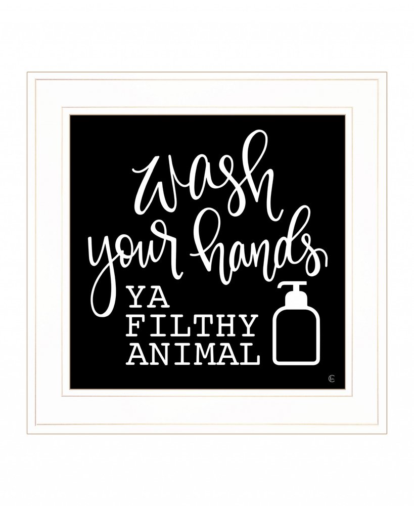 Wash Your Hands 1 White Framed Print Bathroom Wall Art — view 1