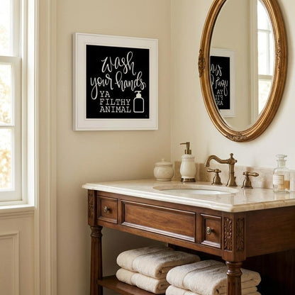 Wash Your Hands 1 White Framed Print Bathroom Wall Art HomeRoots