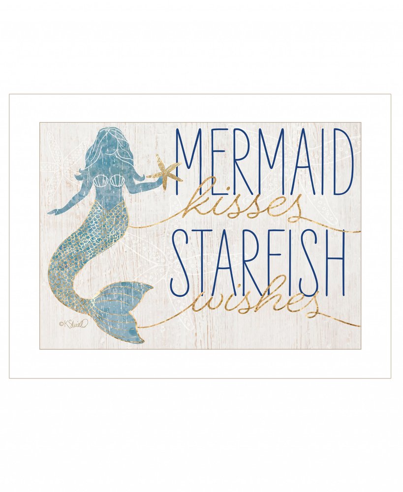 Mermaid Kisses Starfish Wishes 1 White Framed Print Wall Art HomeRoots