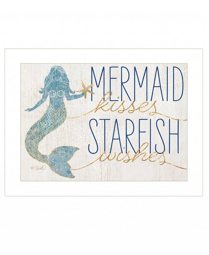 Mermaid Kisses Starfish Wishes 1 White Framed Print Wall Art HomeRoots