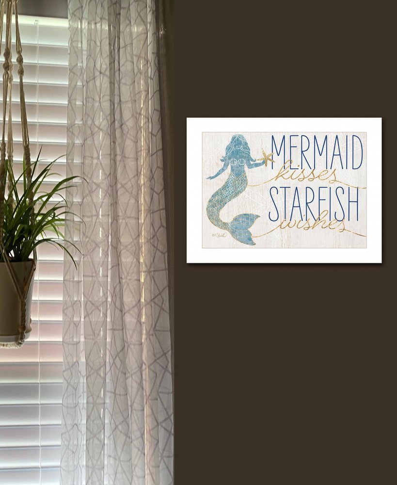 Mermaid Kisses Starfish Wishes 1 White Framed Print Wall Art HomeRoots