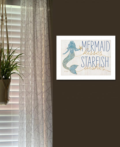 Mermaid Kisses Starfish Wishes 1 White Framed Print Wall Art HomeRoots