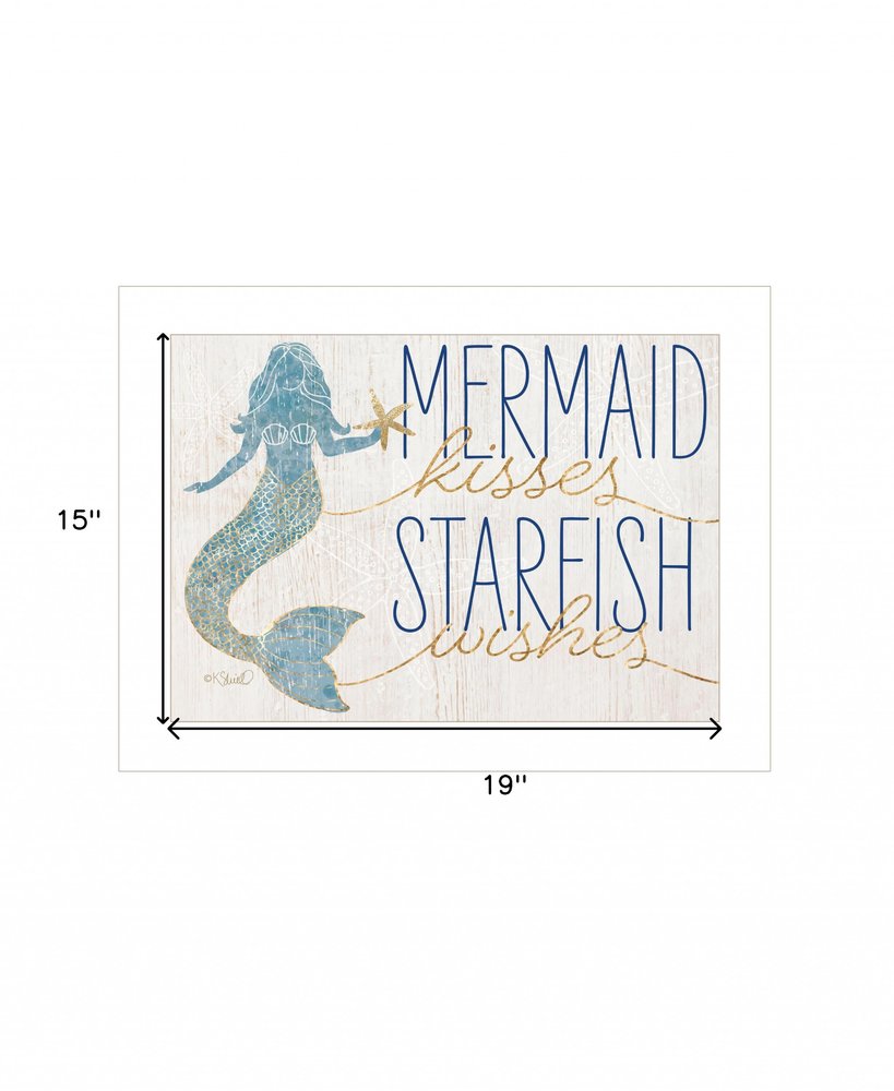 Mermaid Kisses Starfish Wishes 1 White Framed Print Wall Art HomeRoots