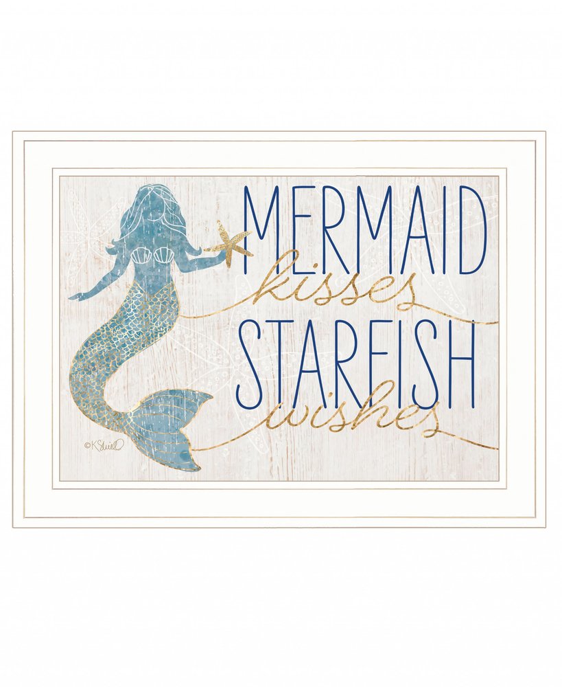 Mermaid Kisses Starfish Wishes 2 White Framed Print Wall Art HomeRoots