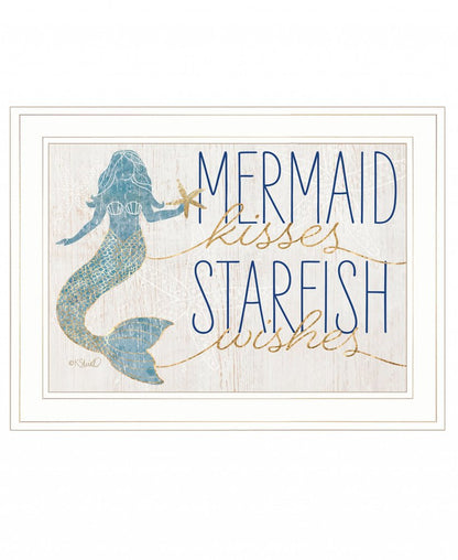 Mermaid Kisses Starfish Wishes 2 White Framed Print Wall Art HomeRoots