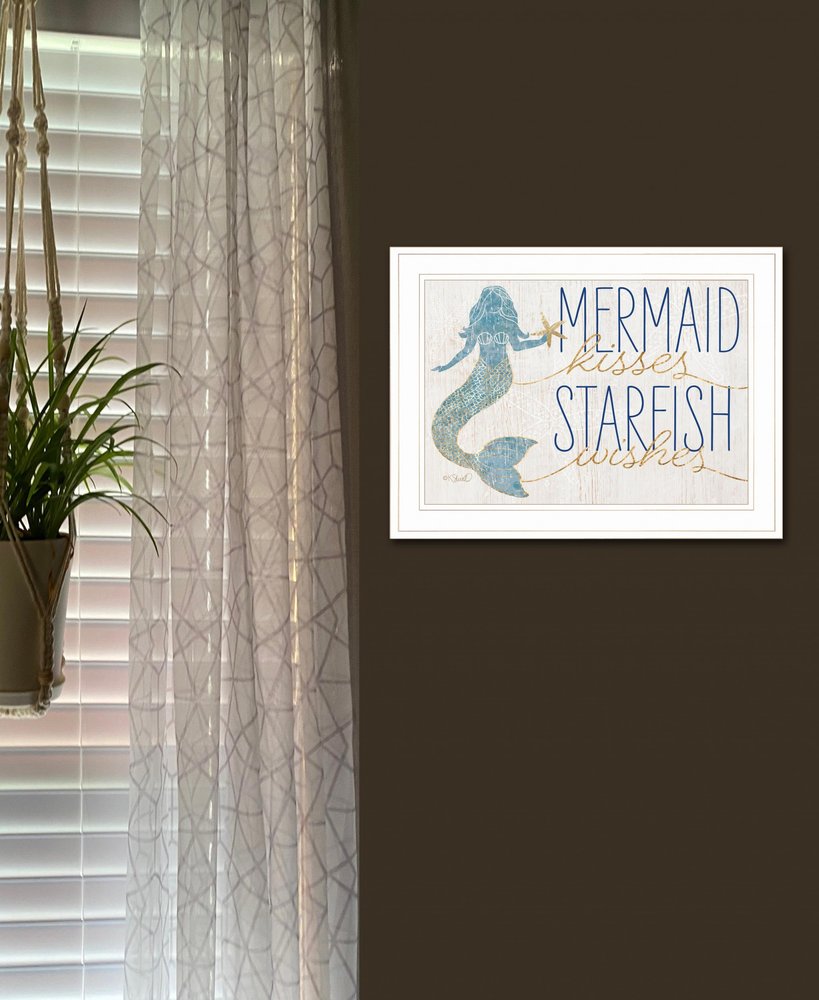 Mermaid Kisses Starfish Wishes 2 White Framed Print Wall Art HomeRoots