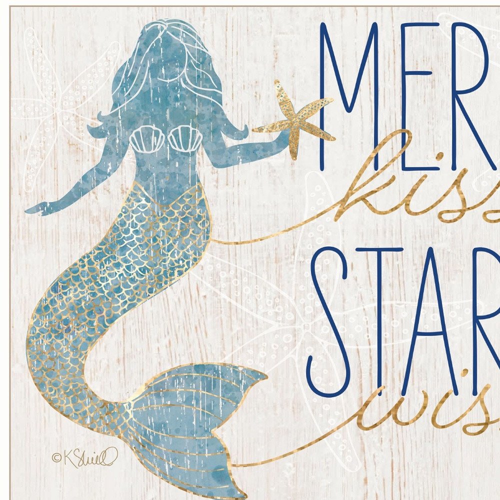 Mermaid Kisses Starfish Wishes 2 White Framed Print Wall Art — view 4