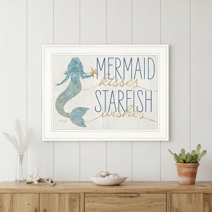 Mermaid Kisses Starfish Wishes 2 White Framed Print Wall Art HomeRoots
