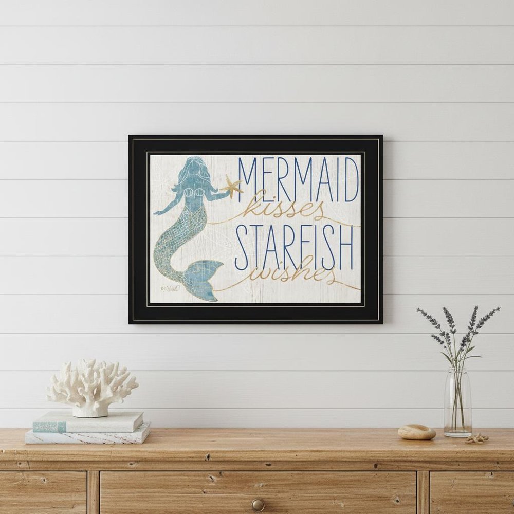 Mermaid Kisses Starfish Wishes 1 White Framed Print Wall Art HomeRoots