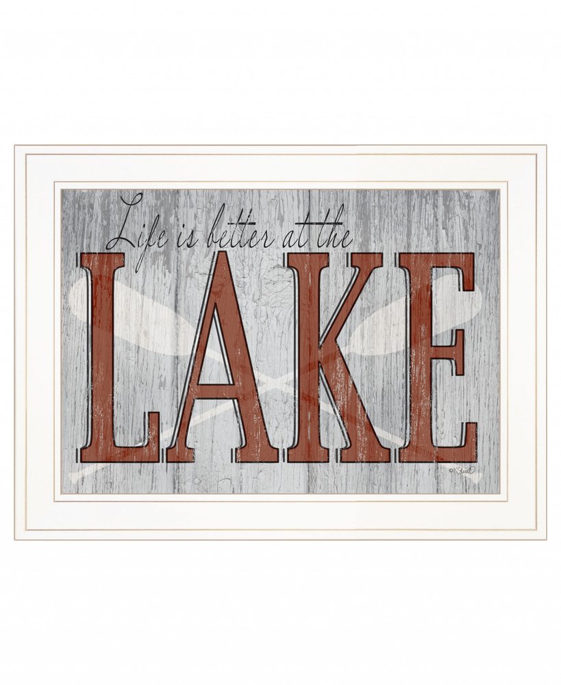 Life is Better at the Lake 1 White Framed Print Wall Art HomeRoots