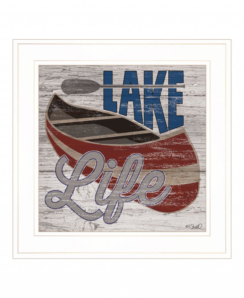 Lake Life Canoe 2 White Framed Print Wall Art HomeRoots
