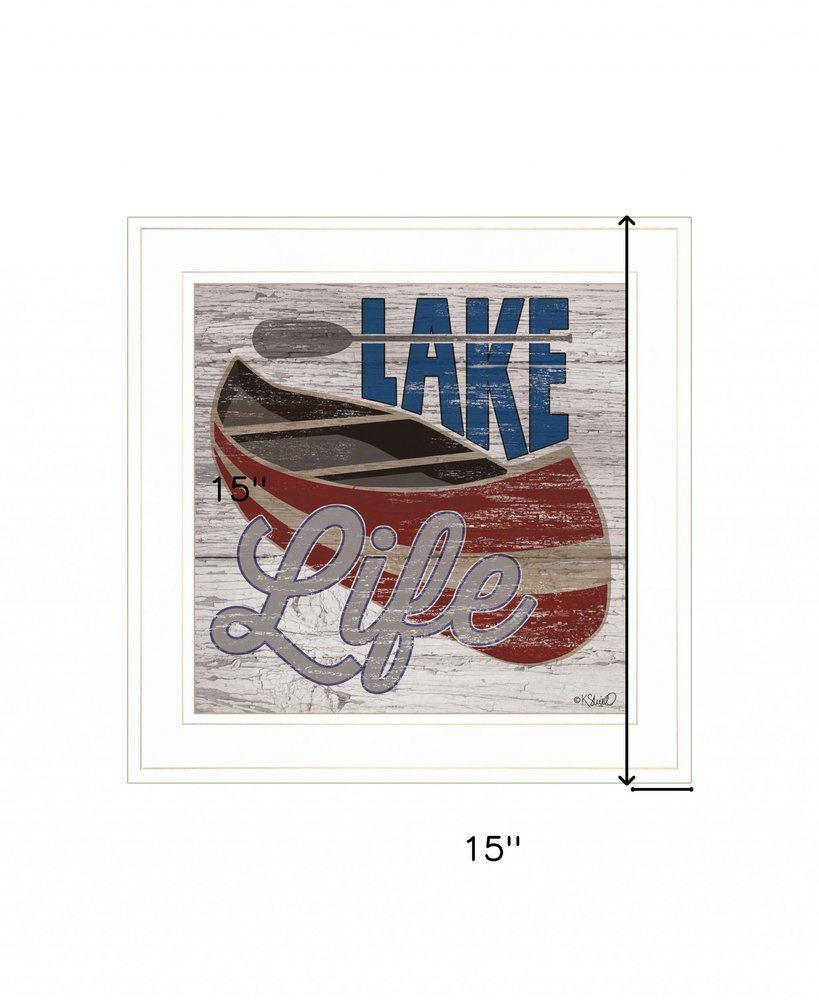 Lake Life Canoe 2 White Framed Print Wall Art — view 3